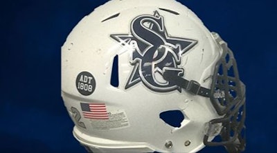 Football players with the South Gwinnett High School in Georgia will add stickers to their helmets reading 'ADT1808'—the initials and badge number of Officer Antwan Toney, a member of the Gwinnett County Police Department who was recently killed in the line of duty. Image courtesy of South Gwinnett High School / Facebook.