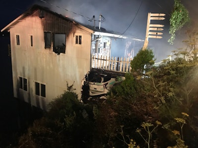 Shortly after the crash, the deputy's vehicle burst into flames and engulfed the house. Photo: Sonoma County Sheriff's Office