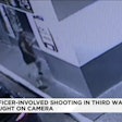 An officer with the Houston (TX) Police Department is either incredibly lucky, or incredibly good. Surveillance camera footage shows the officer shooting at an armed man at a gas station on Saturday night—the gun then flies from the suspect's hand.