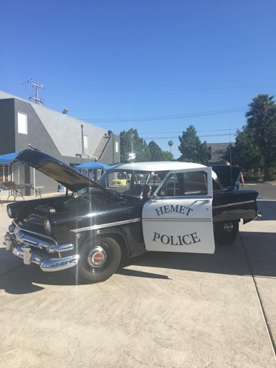 One LEO who responded to the call was behind the wheel of a classic 1954 Ford, usually seen at car shows and special events. (Photo: Hemet PD)