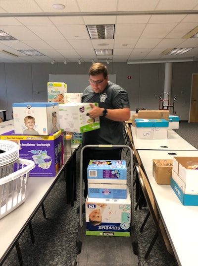 Members of the community joined officers with the Clearwater (FL) Police Department in gathering supplies to bring to survivors of Hurricane Michael. Image courtesy of Clearwater PD / Facebook.