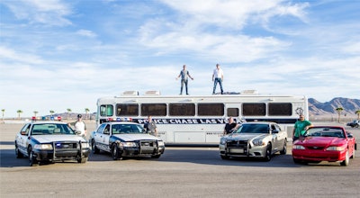 The attraction reportedly allows people to participate in a simulated vehicle pursuit just a few miles from the Las Vegas Strip. Image courtesy of Police Chase Las Vegas / Facebook.