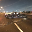 Florida Highway Patrol said the trooper involved in a roll-over crash is OK. Image courtesy of Florida Highway Patrol / Twitter.