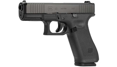 The Glock 45 combines the fast handling of the Glock 19 compact-sized slide with the full-size frame as a compact crossover.