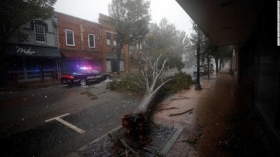 New Bern officers dealt with flooded and tree-blocked streets as they tried to help residents affected by the storm. Photo: New Bern (NC) PD
