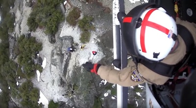 Late last week, the California Highway Patrol Air Unit was called upon to help locate and rescue two hikers at Yosemite National Park. The agency posted video footage to its Facebook page of the ensuing operation.