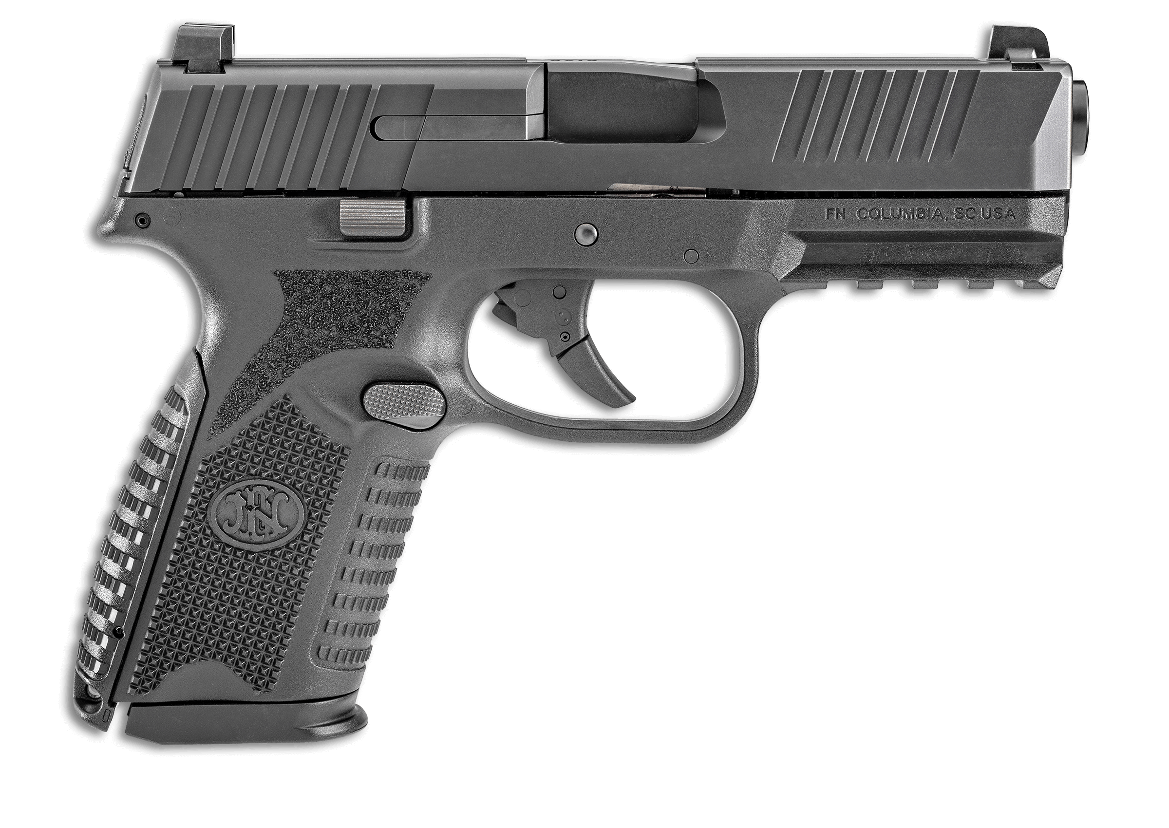 The FN 509 Midsize pistol is chambered in 9mm and features a four-inch slide and barrel, a frame with shortened grip, and 15- or 10-round magazine capacity with backward compatibility to higher capacity FN 509 magazines. (Photo: FN America)