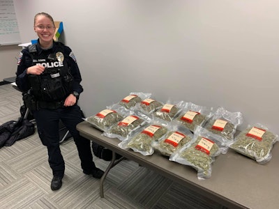 Officer Katelynn Adams seized 14 pounds of marijuana during a traffic stop.