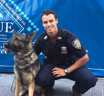 NYPD Officer Brendan Mcloughlin has been featured on the department Twitter page several times. Here he is pictured with a K-9 partner.