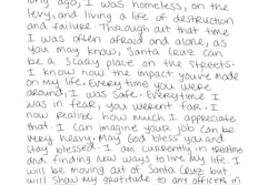 The Santa Cruz (CA) Police Department posted an image to Facebook of a handwritten not it received from an individual that agency had previously arrested for undisclosed crimes.
