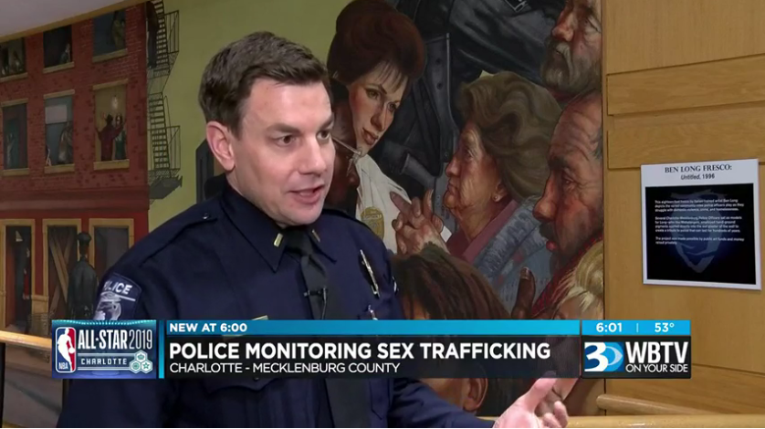 Charlotte-Mecklenburg officer speaks about crime prevention during this weekend's NBA All-Star game. (Photo: WBTV screen shot)