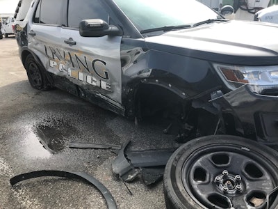 An officer with the Irving (TX) Police Department was injured when a suspected drunk driver struck his patrol vehicle as she was attending to a hit-and-run collision in the very early hours on Sunday. The injuries to the officer were reportedly minor but she was transported to a nearby hospital as a precaution.