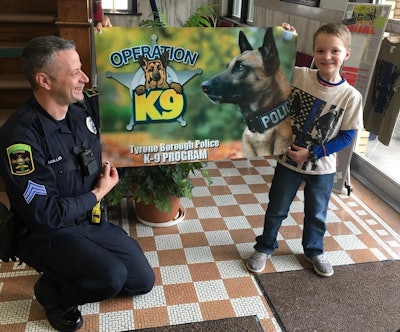 The Tyrone Borough (PA) Police Department posted on Facebook, 'Today we had a very special visitor. Cole Stine donated $500 to the K-9 fund. Instead of presents this year he asked for donations so he could help the Police Department K-9 fund! Thank you Cole for going above and beyond and realizing how important this K-9 officer is to this department!'