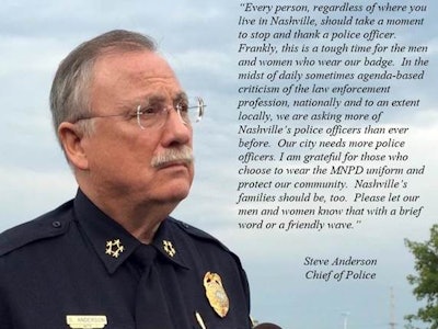 Chief Steve Anderson said on Twitter, 'Our city needs more police officers.'