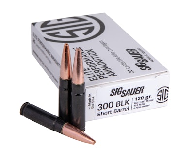 SIG Sauer's supersonic SBR Elite Copper Duty ammunition features an all-copper bullet and black oxide shell case to visually denote SBR capability.