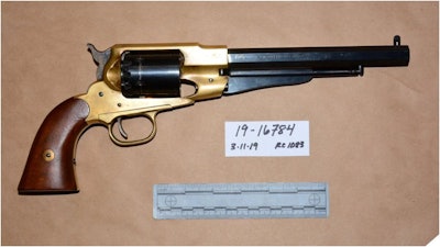 Fresno, CA, officer found this cap-and-ball revolver under the car seat of a reputed gang member. (Photo: Fresno PD)