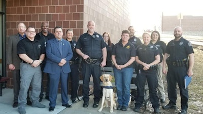 The department said on Facebook, 'Our therapy dog's purpose is to help improve the psychological well-being of our employees at the police department. The therapy dog will be assigned to our Peer Support Team and will reside with one of the team's members.'