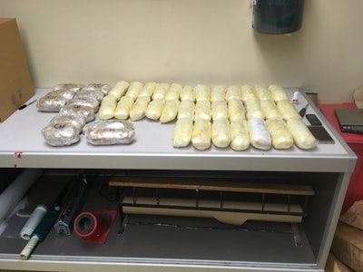 The agency said in a press release that during the traffic stop, the deputy noticed inconsistencies and deputy conducted a search of the vehicle, discovering two hidden compartments. Inside, the deputy found 42 plastic wrapped bundles of methamphetamine.