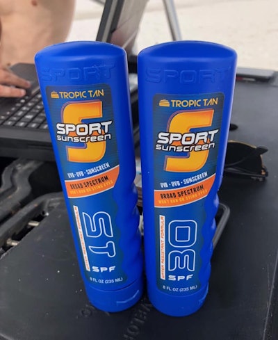 The Okaloosa County (FL) Sheriff's Department posted to its Facebook page a picture of seized two flasks that looked every bit as real as sunscreen as possible, adding the caption, 'Spring Break fact: Hiding vodka in a sunscreen bottle only works if you don’t let a Deputy see you drink out of it.'
