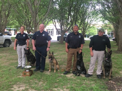 Officer Timmons and K-9 'Burt' earned Overall Top Dog which means they earned the most points in Police Dog 1 and Narcotics Detection. Deputy Thompson and K-9 'Eddy' took First Place in Narcotics Detection.