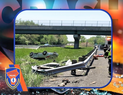 Officer Michael Fox observed the female driver to be in some sort of medical distress just before the vehicle left the roadway and flipped over in the median.