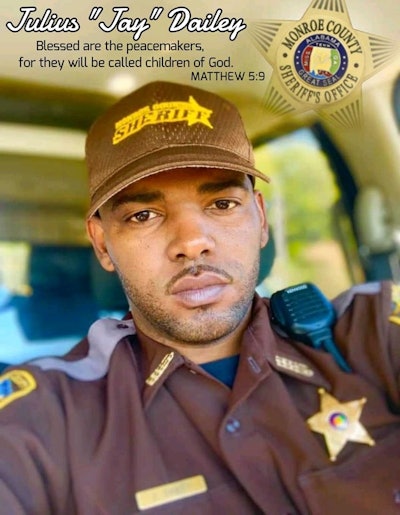 Deputy Julius 'Jay' Dailey lost control of his vehicle and crashed while en route to a 'burglary in progress' call.