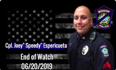 Cpl. Jose Espericueta of the Mission (TX) Police Department was shot and killed Tursday night. (Photo: MIssion PD/Twitter)
