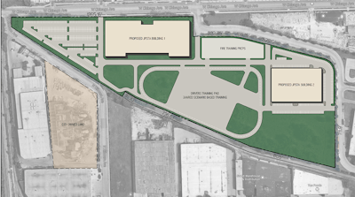 Current plans for a new $95M Chicago public safety training facility.