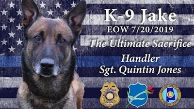 K-9 Jake collapsed during a contraband search inside Staton Correctional Facility Thursday.