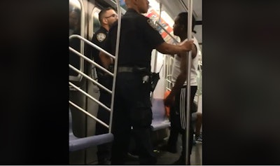 The NYC Police Benevolent Association posted on its Facebook page a video of a young man verbally abusing a police officer on a subway train.