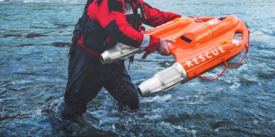 OceanAlpha's Dolphin 1 water rescue robot can quickly reach people panicking in the water.