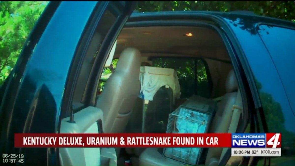 Video: OK Police Find Rattlesnake, Uranium, Gun, and Whiskey During