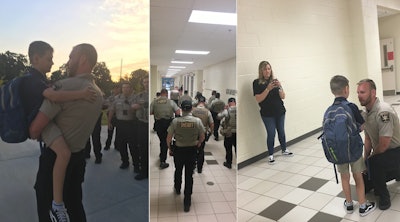 Several deputies with the Hall County Sheriff's Office escorted the son of a fallen colleague to his first day of fourth grade on Wednesday.