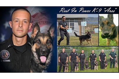 K-9 Ares worked alongside Officer Jon Vazquez for six and a half years.