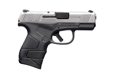 The Mossberg MC1sc Stainless Two-Tone in 9mm is available in standard-frame and cross-bolt safety frame versions.