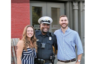 An officer with the Cincinnati Police Department is being lauded for his assistance in a young couple's wedding proposal over the weekend.