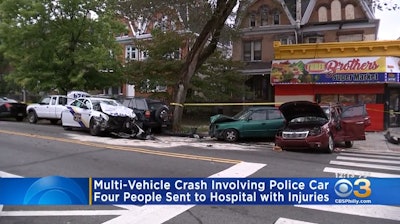 A Philadelphia police vehicle was part of a multi-vehicle collision.