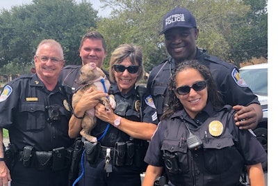 An officer with the Fort Pierce Police Department made first hurricane rescue in the jurisdiction when he adopted a puppy that was too young to be placed in a shelter as Dorian loomed in the nearby Atlantic Ocean.