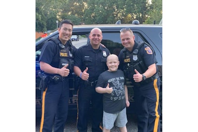 Officers with the East Brunswick (NJ) Police Department visited with a nine-year-old boy battling a rare form of cancer over the weekend.