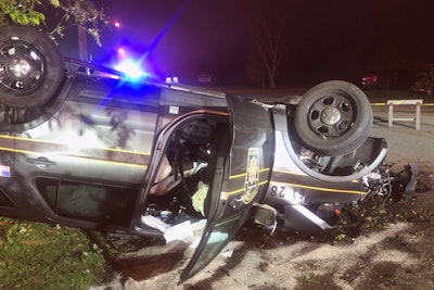 A burglary suspect who led Pennsylvania Troopers on a vehicle pursuit in Erie County over the weekend rammed at least one patrol vehicle, completely upending the SUV and causing injuries to the troopers inside.