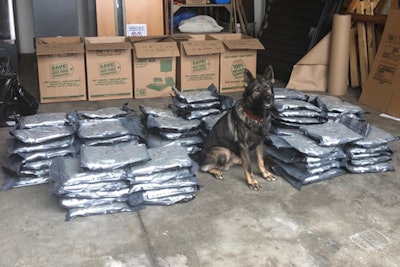 K-9 Rambo sniffed out 94 pounds of marijuana.