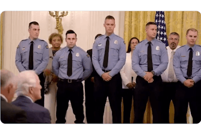 President Donald Trump presented the six Dayton, OH, officers with the Medal of Valor at the White House in September.