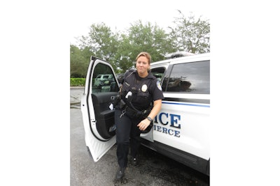 A Fort Pierce, FL, police officer wears Thorogood boots on patrol during the wear-test.