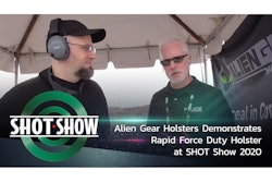 Alien Gear Holsters shows its Rapid Force Duty Holster at SHOT Show 2020's Industry Day at the Range.