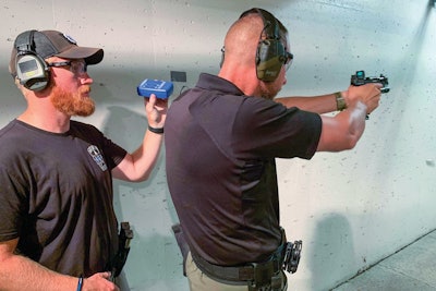For handgun optics qualification protocol, the issue is whether to have officers qualify with the optics or their iron sights or both.