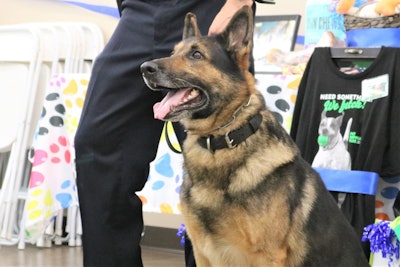 The Goose Creek (SC) Police Department recently honored one of its long-serving K-9s with a retirement ceremony that included serving up a tray of treats for the dog that served the community for nearly seven years.