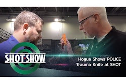 Hogue shows its new Trauma First Response Tool, a rescue knife, at SHOT Show 2020.