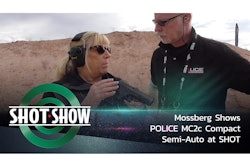 Mossberg shows POLICE its new MC2c Compact Semi-Auto 9mm handgun at the SHOT Show Industry Day at the Range.