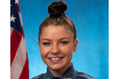 Officer Torie Teets was injured when her arm caught in the door of a fleeing suspect's vehicle.