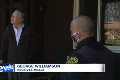 Officer Jim Carbone of the North Olmsted (OH) Police Department partnered with 'Meals on Wheels' to deliver lunch and dinner five days a week to at-risk populations during the health crisis. (Photo: ABC5 Screen Shot)